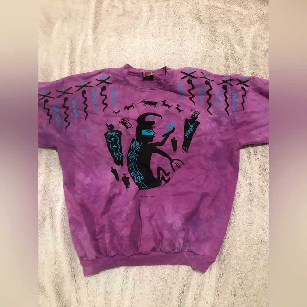 Vintage Da Goli Tribal Cave Art Sweatshirt Size XL